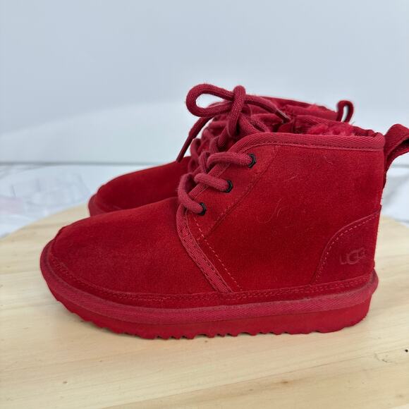 UGG Girls Winter Boots Size 12 Red Lace Up Zip Up Suede Outdoor Holidays - Picture 7 of 13
